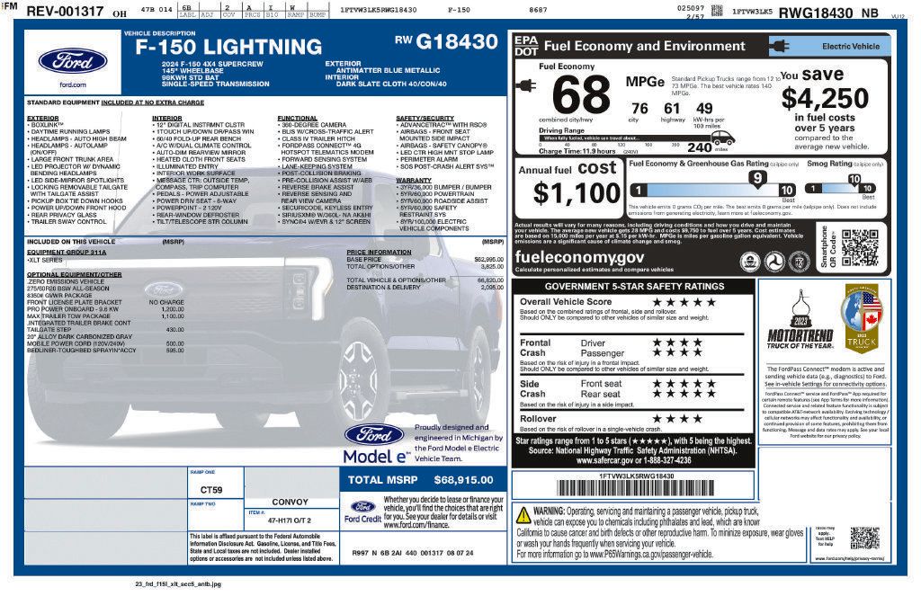 Used 2024 Ford F150 Lightning XLT w/ Max Trailer Tow Package AWD/4WD image 36