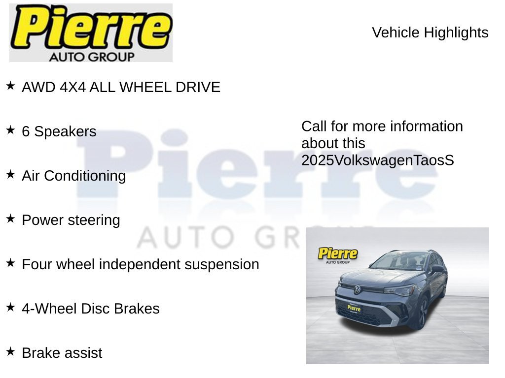 Used 2025 Volkswagen Taos S AWD/4WD image 2