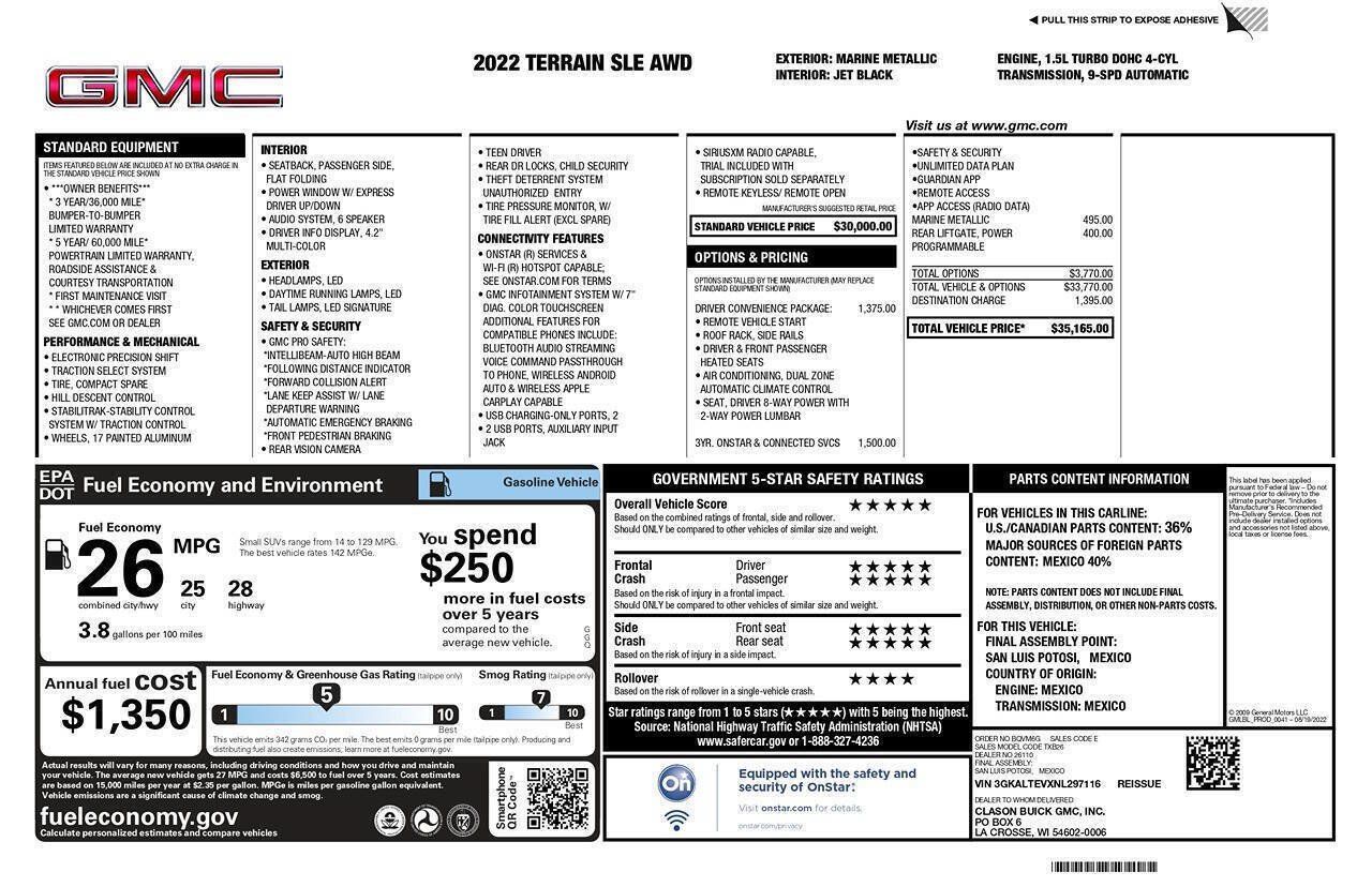 Used 2022 GMC Terrain SLE w/ Driver Convenience Package AWD/4WD image 2