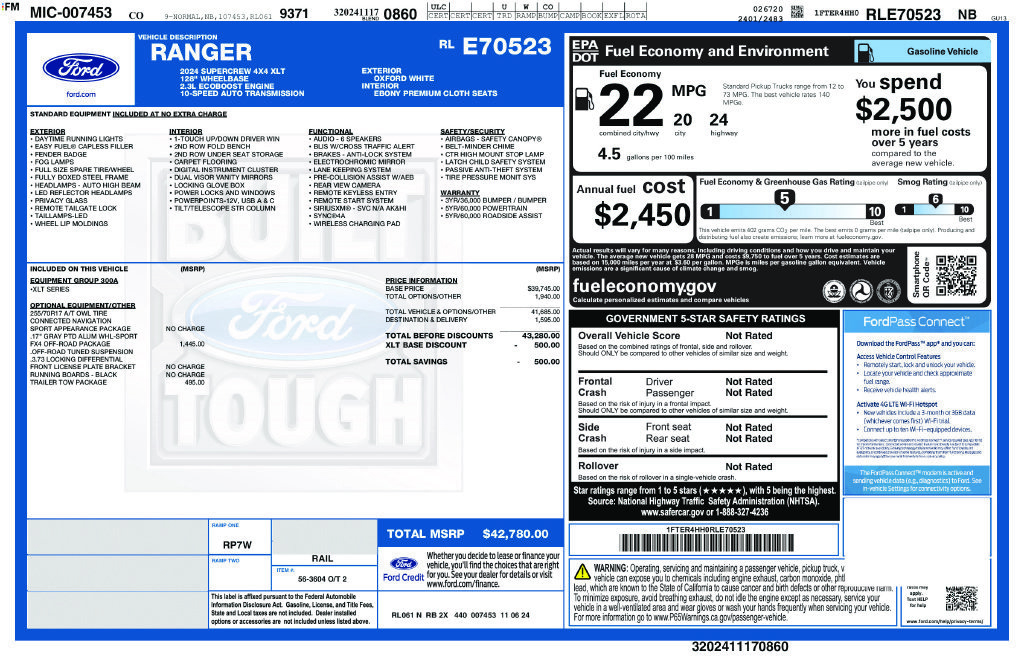 Used 2024 Ford Ranger XLT w/ FX4 Off-Road Package AWD/4WD image 33