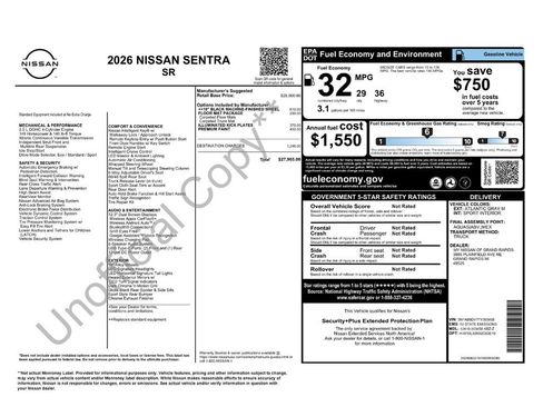 New 2026 Nissan Sentra SR w/ Floor Mat Package FWD image 22