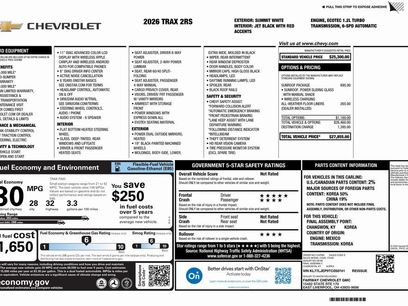 New 2026 Chevrolet Trax RS w/ Sunroof Package