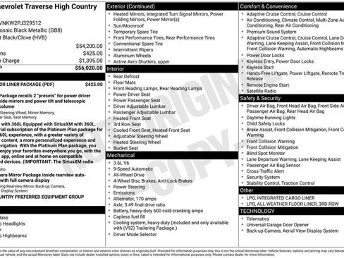 Certified 2023 Chevrolet Traverse High Country w/ LPO, Floor Liner Package AWD/4WD image 10