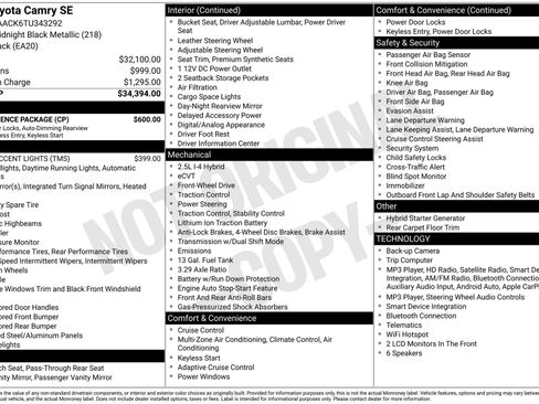 New 2026 Toyota Camry SE w/ Convenience Package FWD image 16