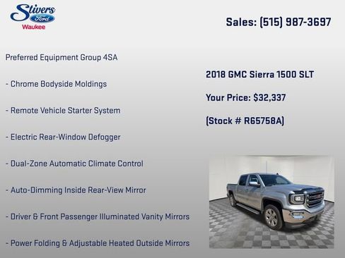 Used 2018 GMC Sierra 1500 SLT AWD/4WD image 16