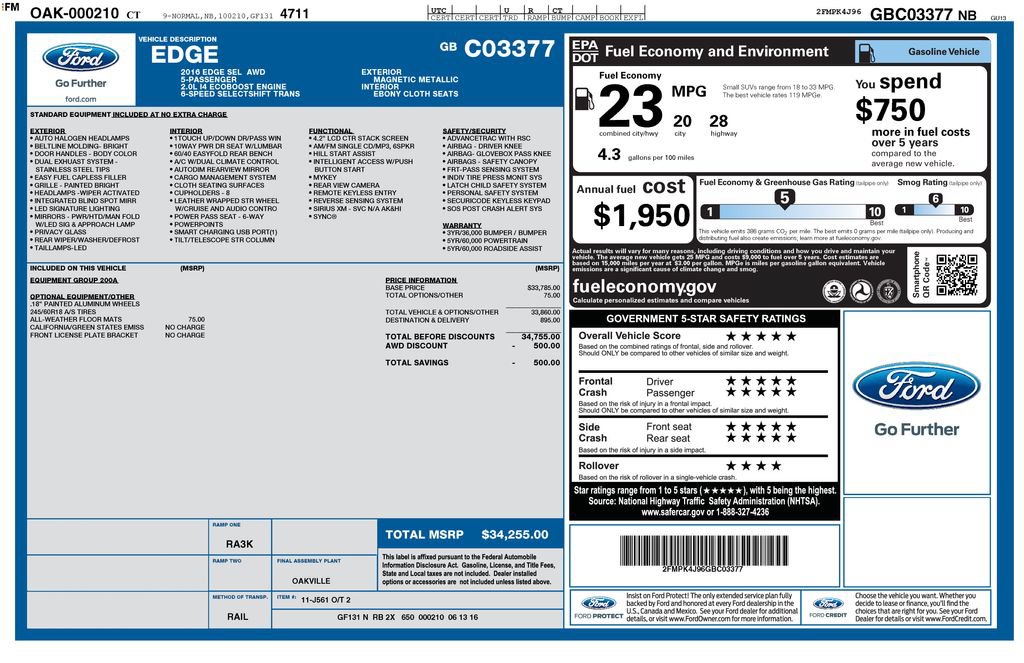 Used 2016 Ford Edge SEL AWD/4WD image 30
