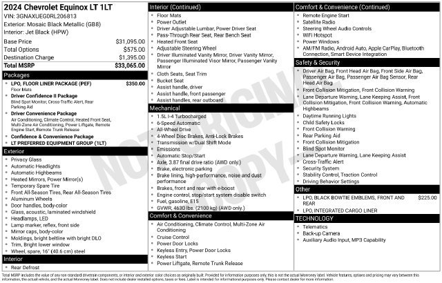 Used 2024 Chevrolet Equinox LT w/ LPO, Floor Liner Package AWD/4WD image 11