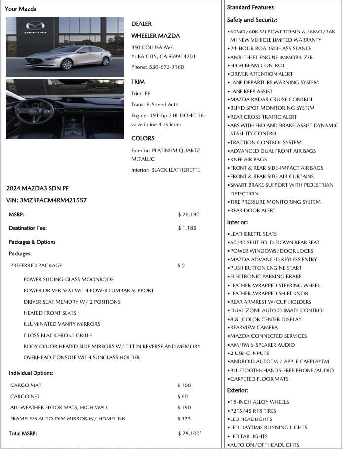 Used 2024 MAZDA MAZDA3 s FWD image 13