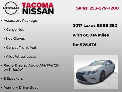 Used 2017 Lexus ES 350 w/ Navigation System Package FWD image 7