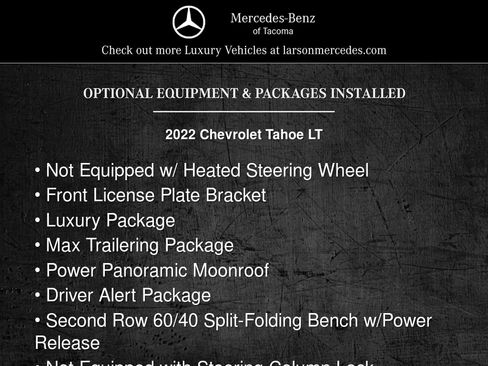 Used 2022 Chevrolet Tahoe LT w/ Luxury Package AWD/4WD image 2