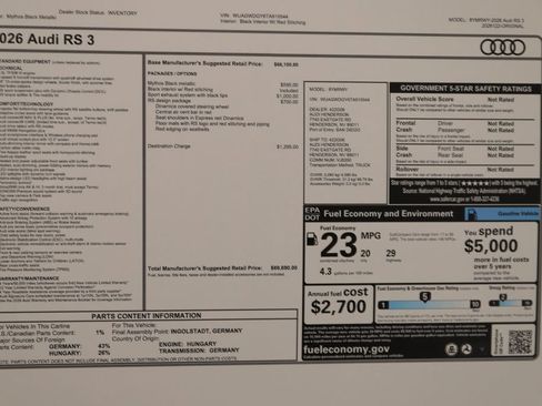 New 2026 Audi RS 3 AWD/4WD image 40