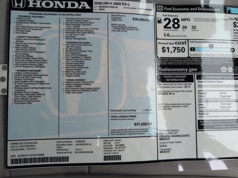 New 2026 Honda HR-V EX-L image 16