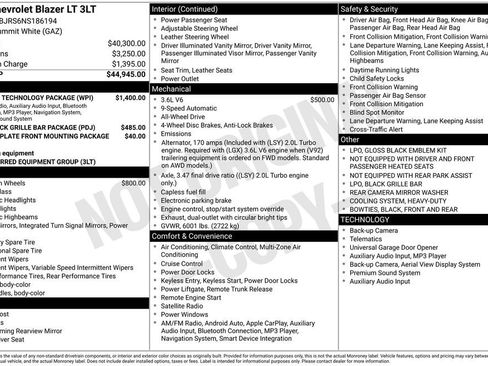 Used 2022 Chevrolet Blazer LT w/ Sound & Technology Package image 28