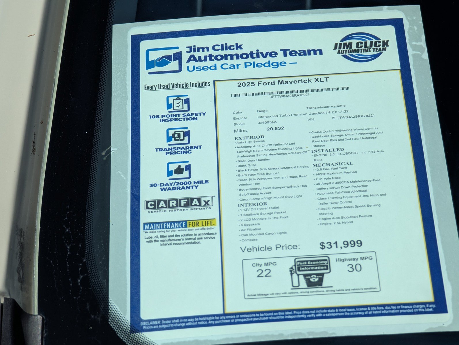 Certified 2025 Ford Maverick XLT w/ Equipment Group 302A AWD/4WD image 13