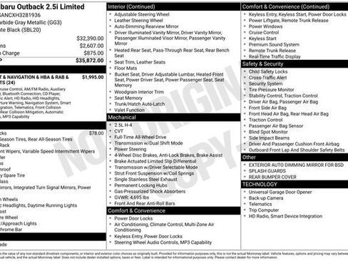 Used 2017 Subaru Outback 2.5i Limited AWD/4WD image 8