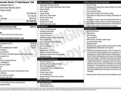 Used 2019 Chevrolet Sonic LT w/ Convenience Package FWD image 3