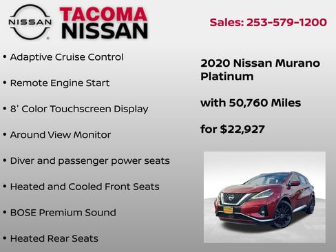 Used 2020 Nissan Murano Platinum w/ Cargo Package image 12