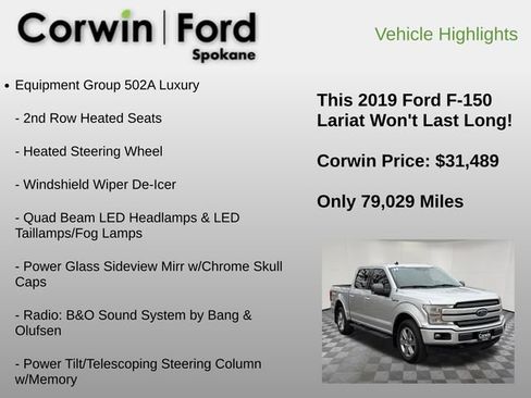 Used 2019 Ford F150 Lariat w/ Equipment Group 502A Luxury image 12