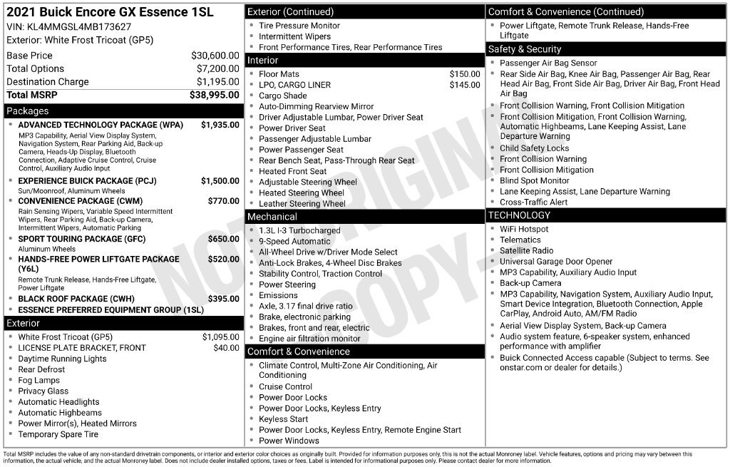 Used 2021 Buick Encore GX Essence w/ Advanced Technology Package AWD/4WD image 42