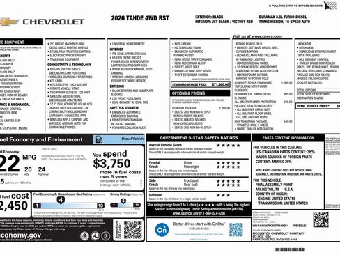 New 2026 Chevrolet Tahoe RST w/ Comfort Package image 4
