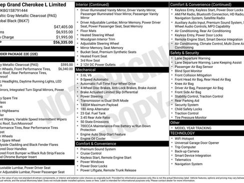 New 2025 Jeep Grand Cherokee L Limited AWD/4WD image 37
