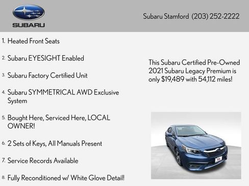 Certified 2021 Subaru Legacy Premium image 2