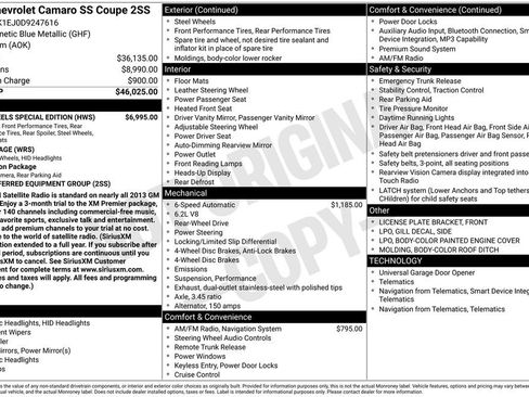 Used 2013 Chevrolet Camaro SS w/ Hot Wheels Special Edition RWD image 8