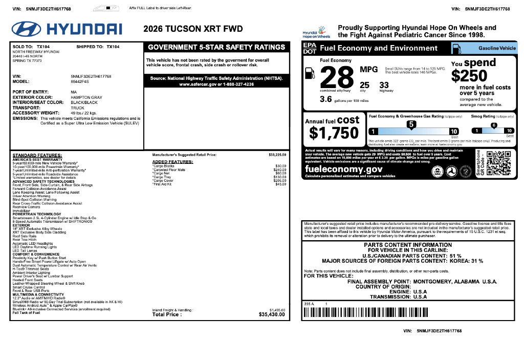 Certified 2026 Hyundai Tucson XRT FWD image 3