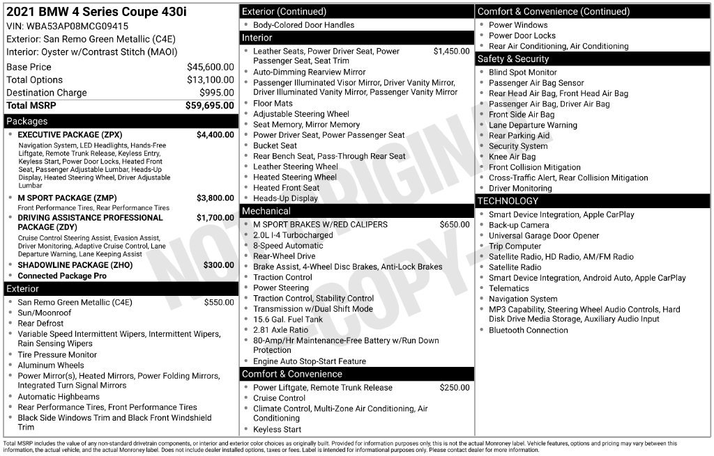 Used 2021 BMW 430i Coupe w/ Executive Package RWD image 2