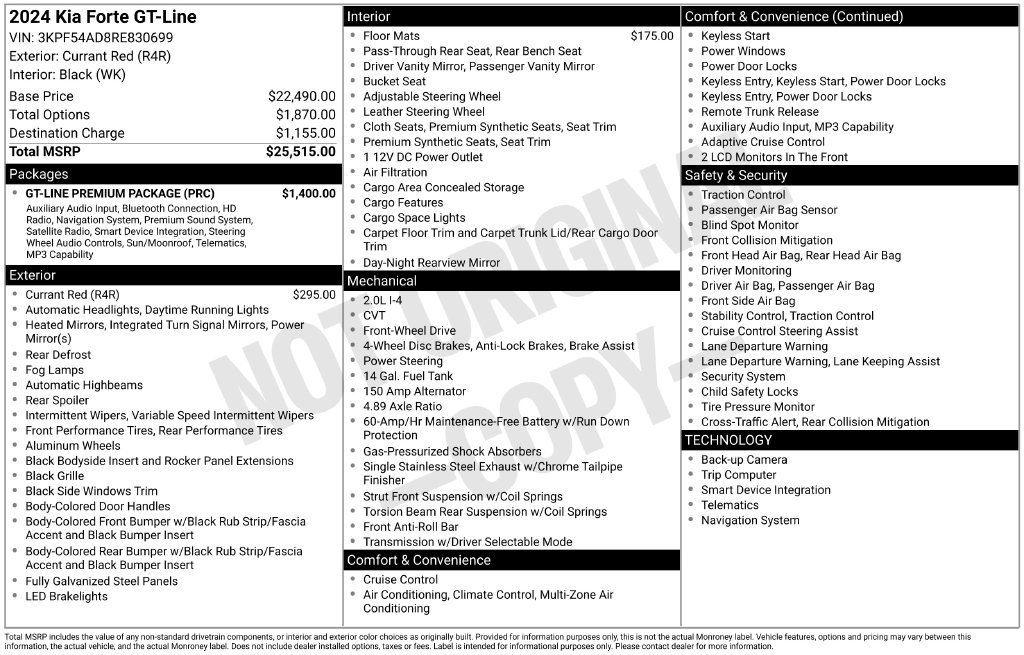 Used 2024 Kia Forte GT-Line w/ GT-Line Premium Package FWD image 23