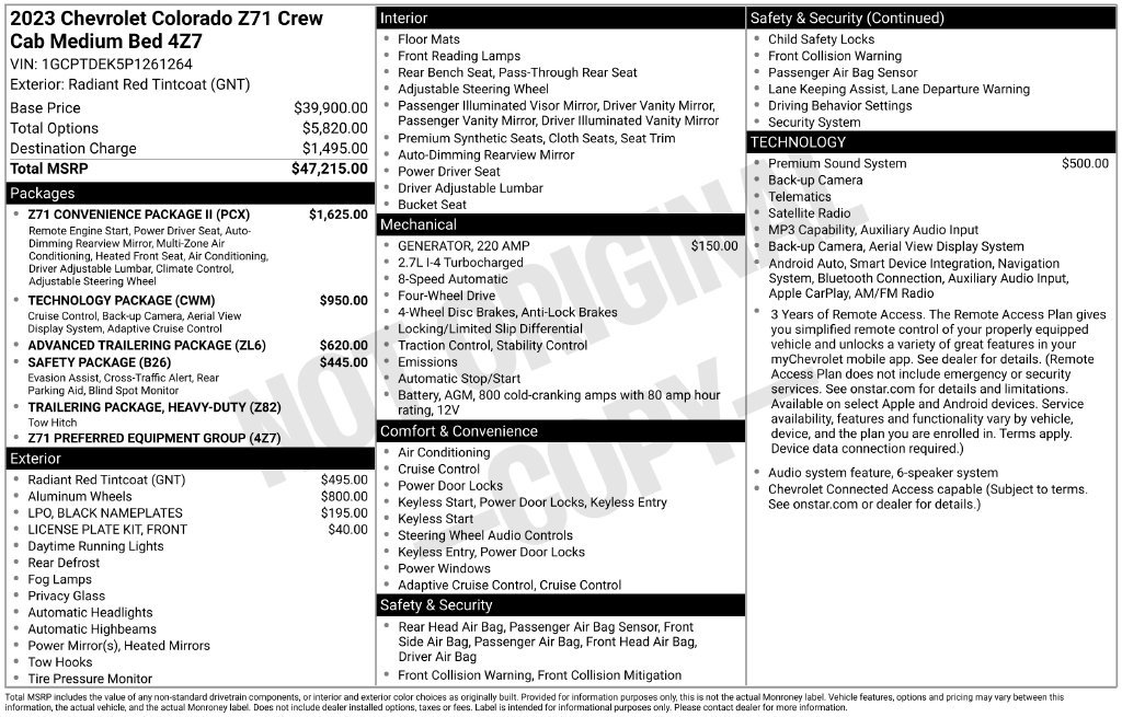 Used 2023 Chevrolet Colorado Z71 w/ Z71 Convenience Package 2 AWD/4WD image 47