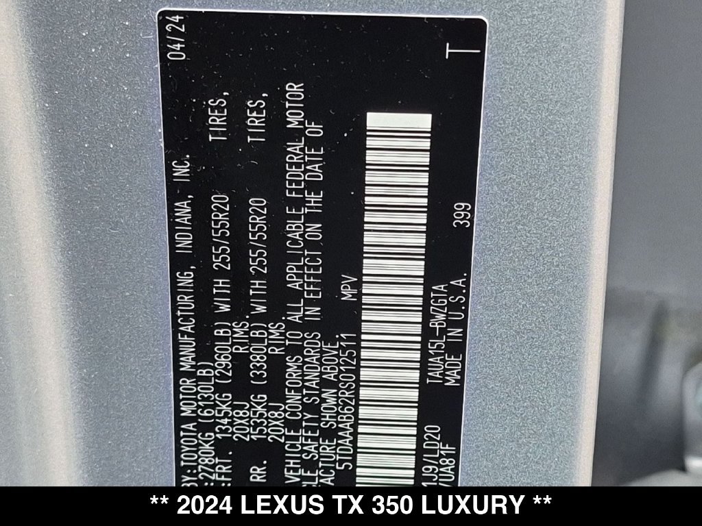 Used 2024 Lexus TX 350 AWD w/ Technology Package image 34