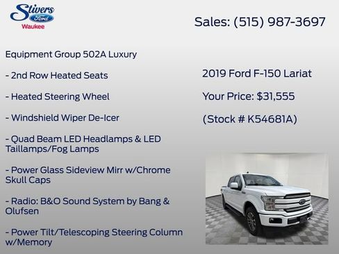 Used 2019 Ford F150 Lariat w/ Equipment Group 502A Luxury AWD/4WD image 16