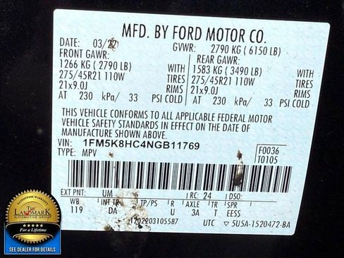 Used 2022 Ford Explorer Platinum w/ Equipment Group 601A image 24