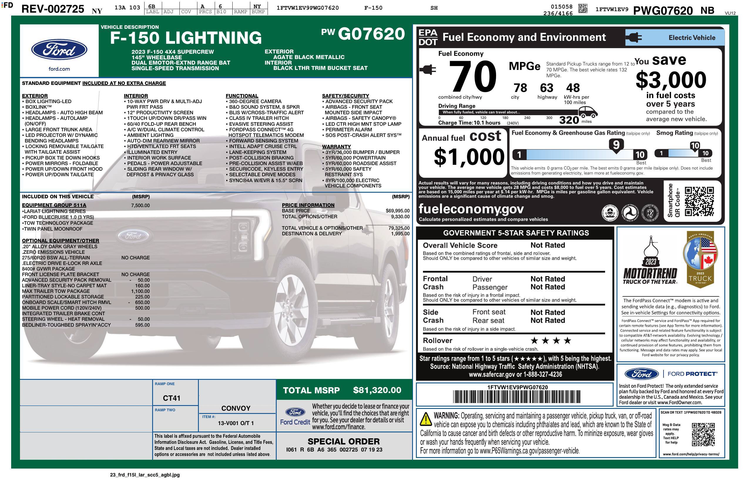 Used 2023 Ford F150 Lightning Lariat w/ Equipment Group 511A High AWD/4WD image 2