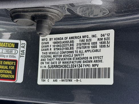 Used 2012 Honda CR-V LX image 12