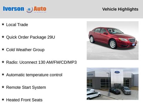 Used 2013 Chrysler 200 Touring w/ Cold Weather Group FWD image 2