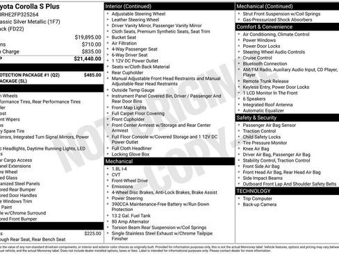 Used 2015 Toyota Corolla S w/ Body Protection Package #1 image 2