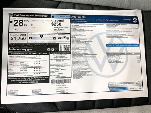 New 2026 Volkswagen Taos SEL image 37