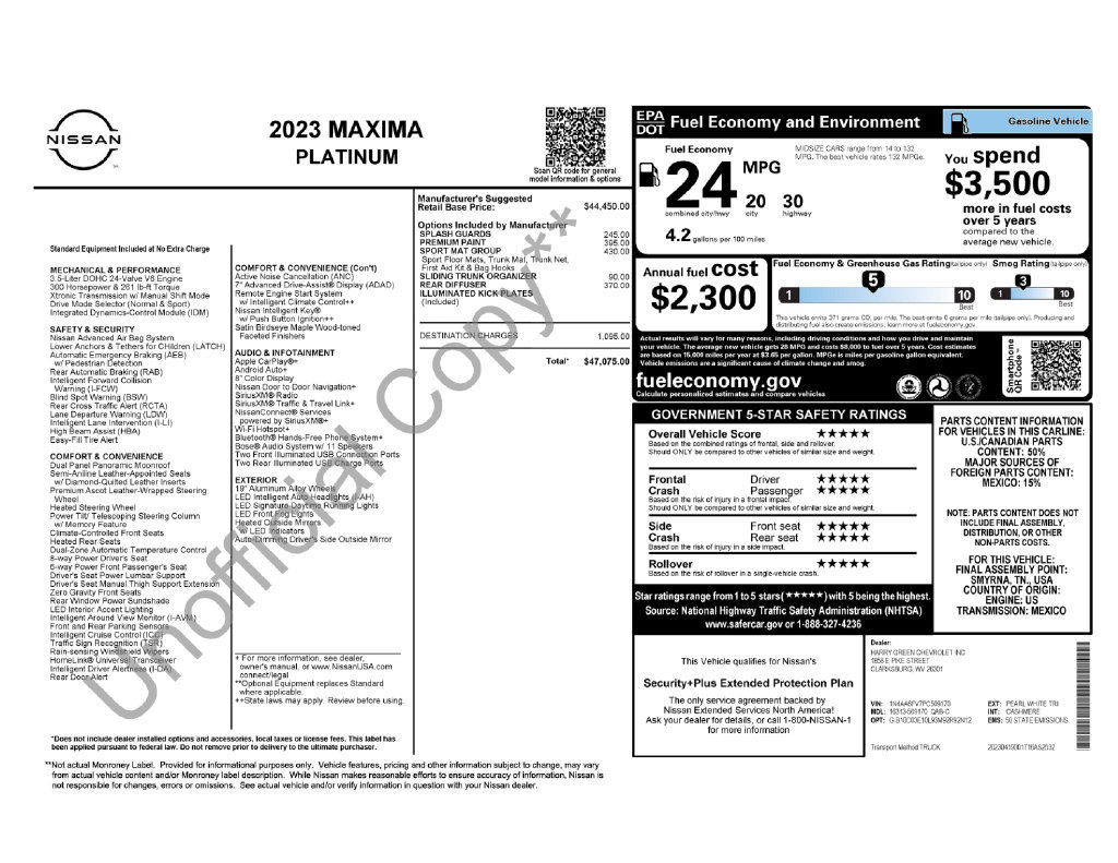 Used 2023 Nissan Maxima Platinum w/ Sport Mat Group FWD image 21