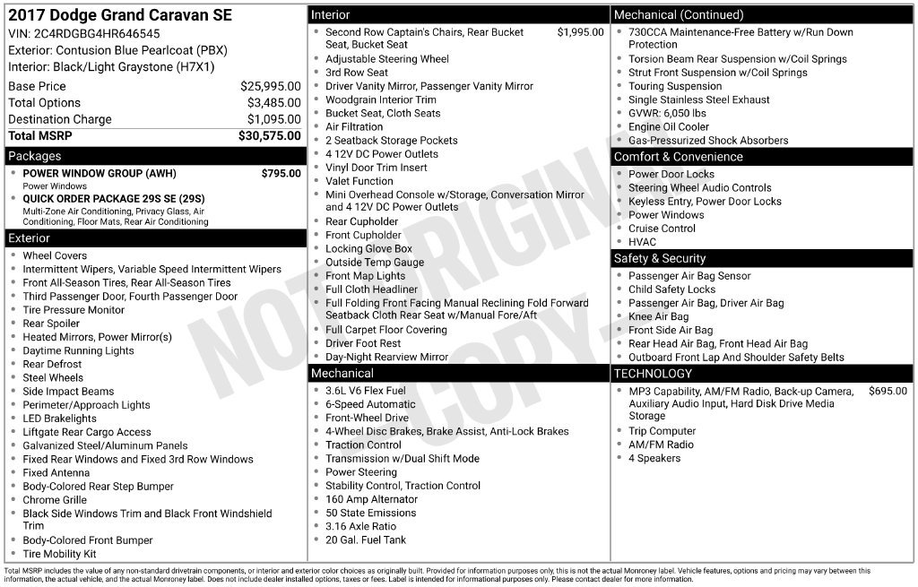 Used 2017 Dodge Grand Caravan SE w/ Power Window Group FWD image 2