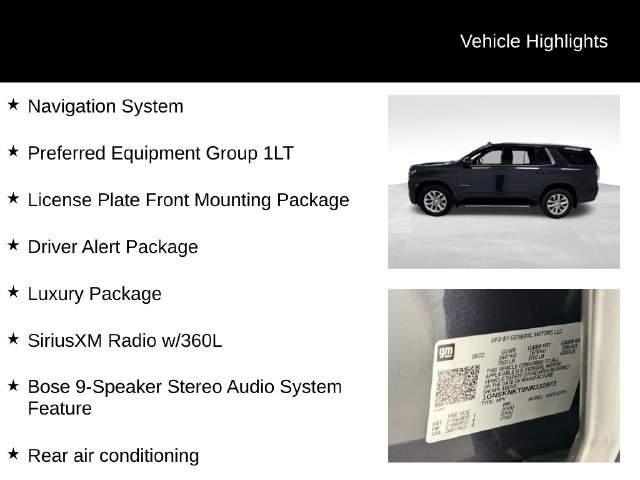 Used 2022 Chevrolet Tahoe LT w/ Luxury Package AWD/4WD image 27