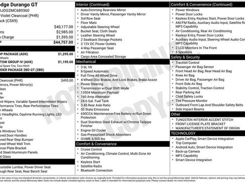 Certified 2021 Dodge Durango GT w/ Blacktop Package AWD/4WD image 30