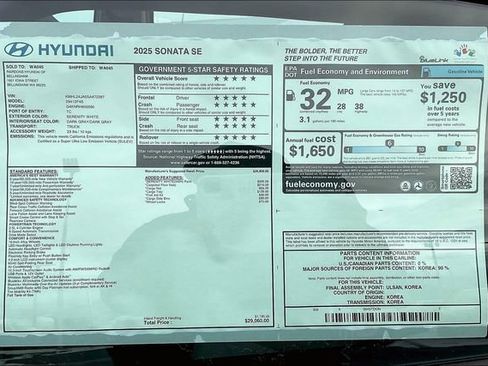 New 2025 Hyundai Sonata SE image 17