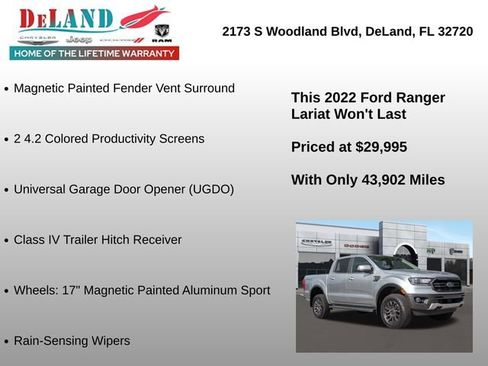 Used 2022 Ford Ranger Lariat w/ Equipment Group 501A High image 30