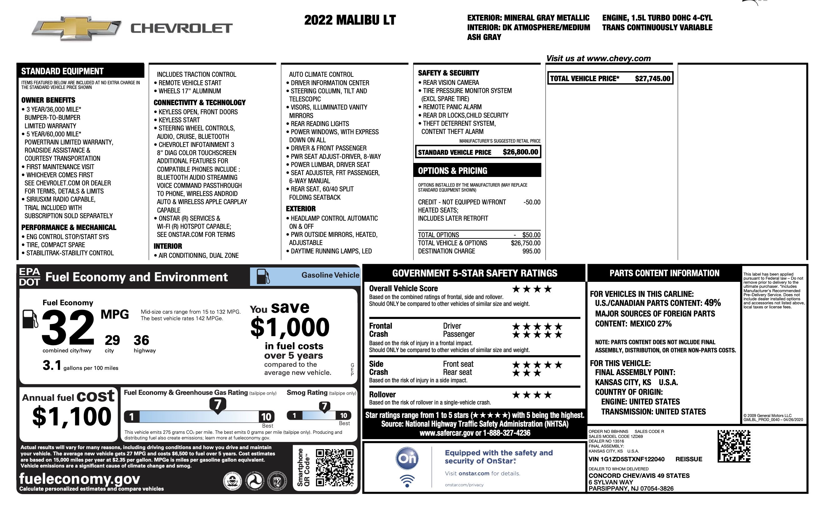 Used 2022 Chevrolet Malibu LT FWD image 4