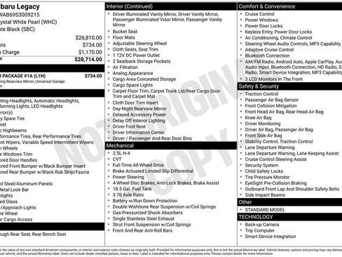 Used 2025 Subaru Legacy w/ Popular Package #1A AWD/4WD image 17
