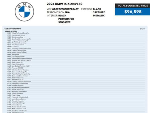 Used 2024 BMW iX xDrive50 w/ Premium Package AWD/4WD image 2