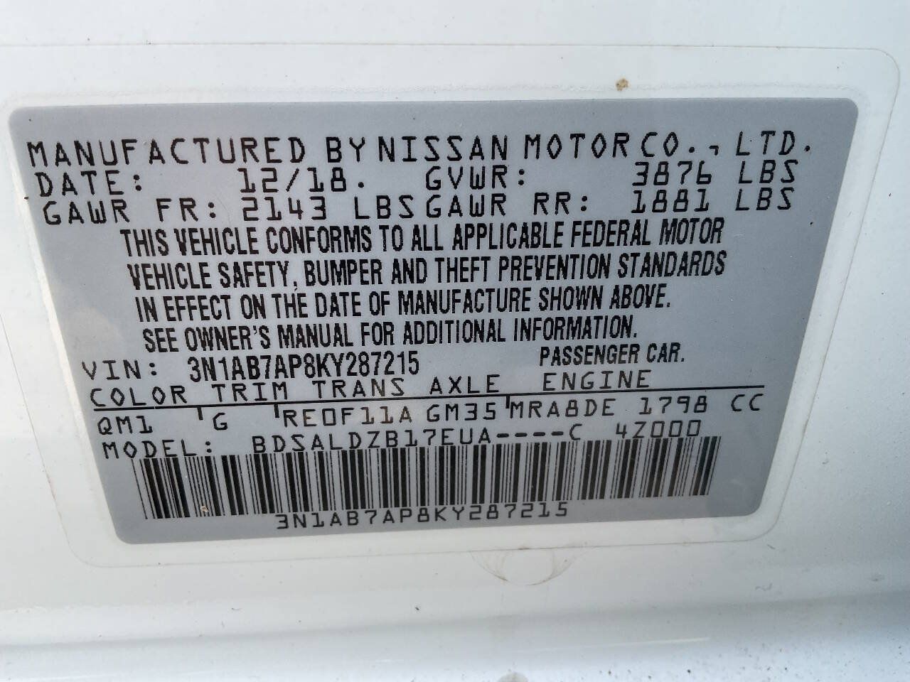 Used 2019 Nissan Sentra SV FWD image 18