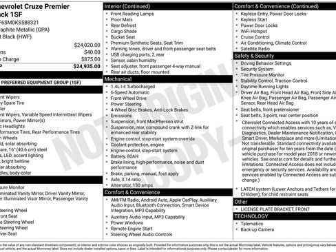 Used 2019 Chevrolet Cruze Premier FWD image 7